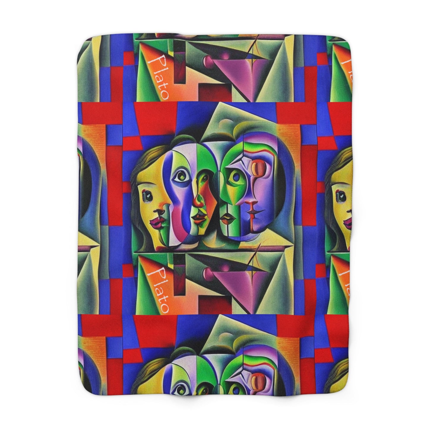 Abstract Sherpa Fleece Blanket