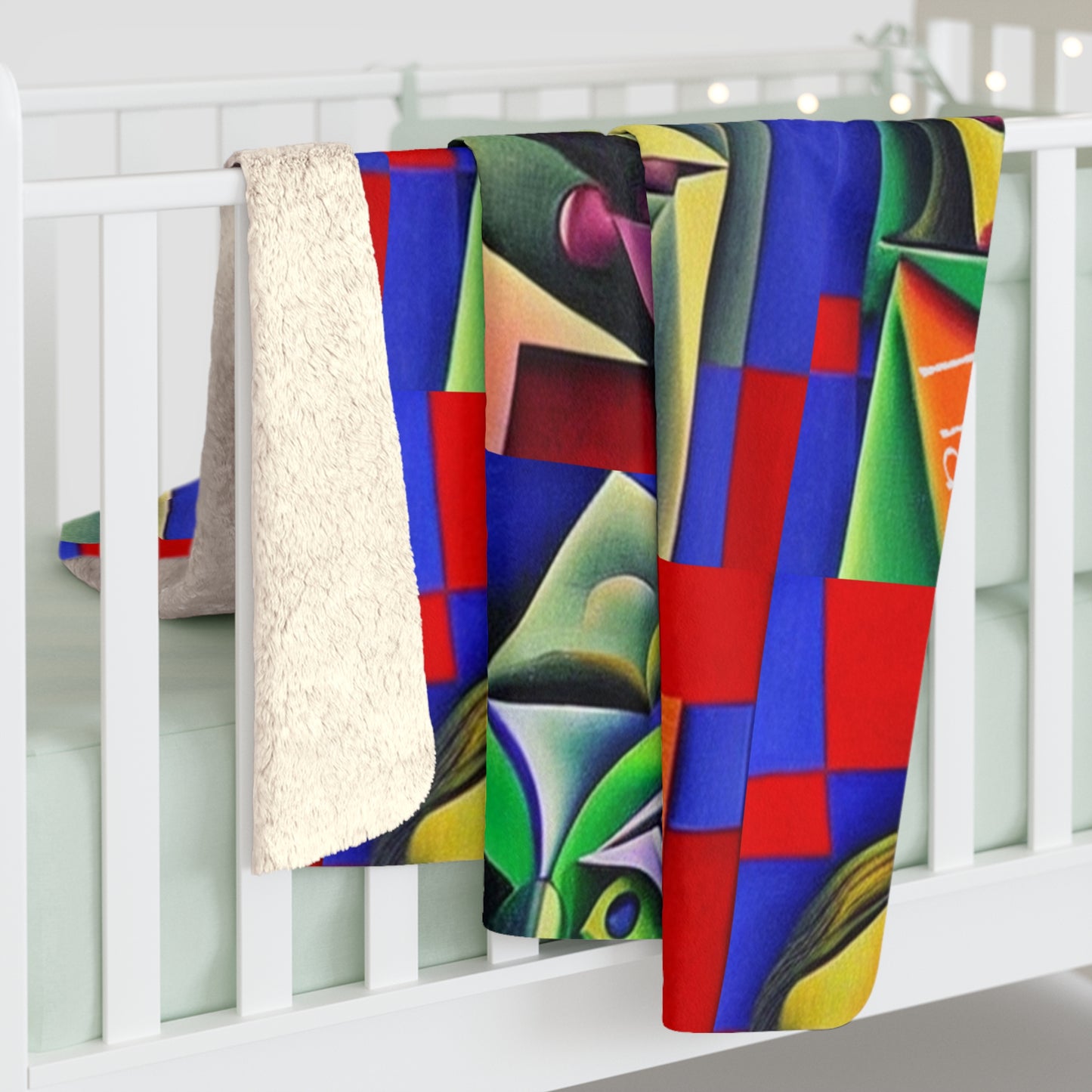 Abstract Sherpa Fleece Blanket