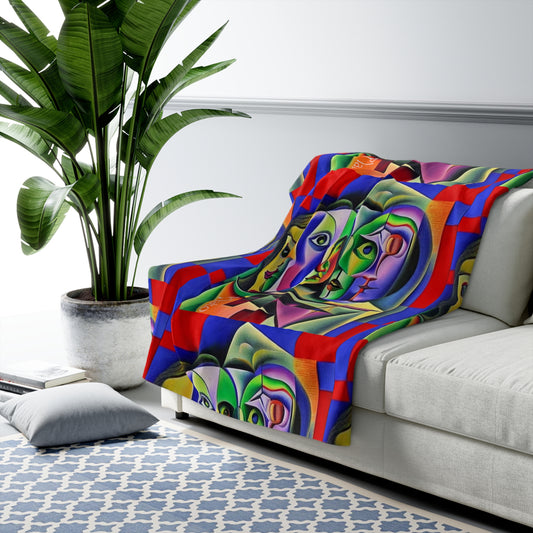 Abstract Sherpa Fleece Blanket